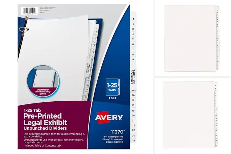 Detailed view of Best Legal Exhibit Dividers