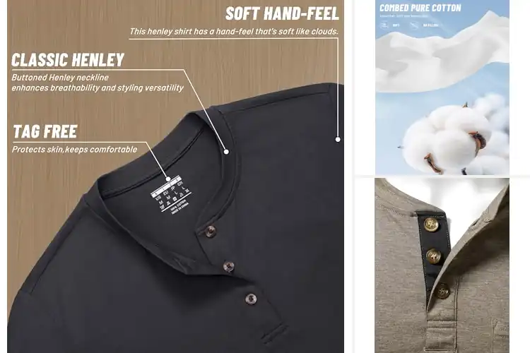 Detailed view of Best Long Sleeve Henley Shirts